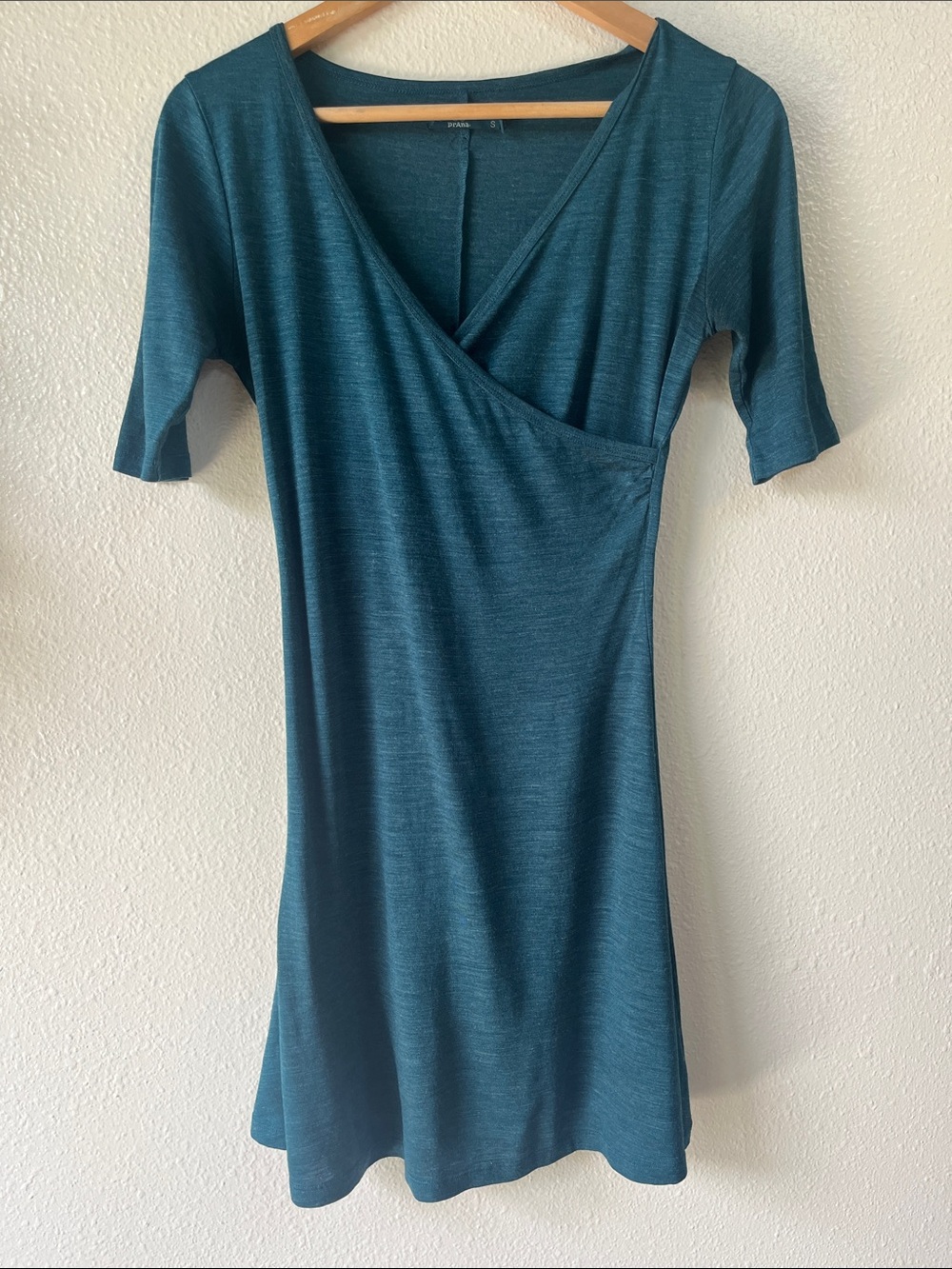 Prana Wool Blend Teal Wrap Dress Small